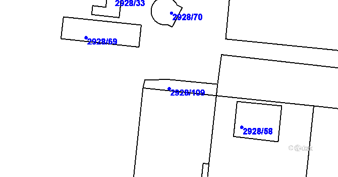 Parcela st. 2928/109 v KÚ Lovosice, Katastrální mapa