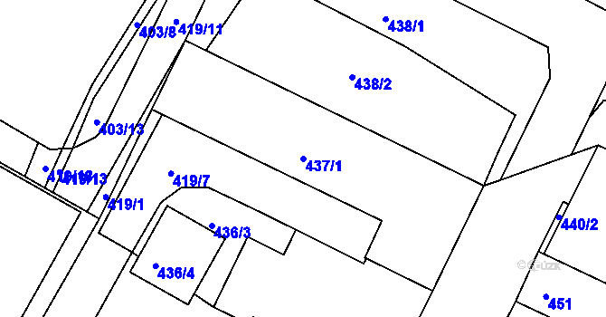 Parcela st. 437/1 v KÚ Lovosice, Katastrální mapa