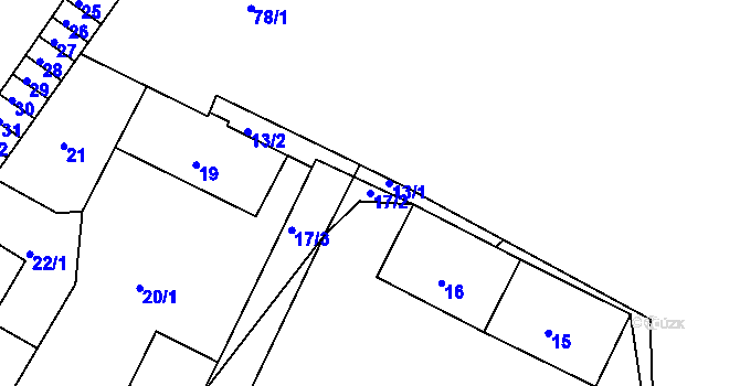 Parcela st. 17/2 v KÚ Lovosice, Katastrální mapa