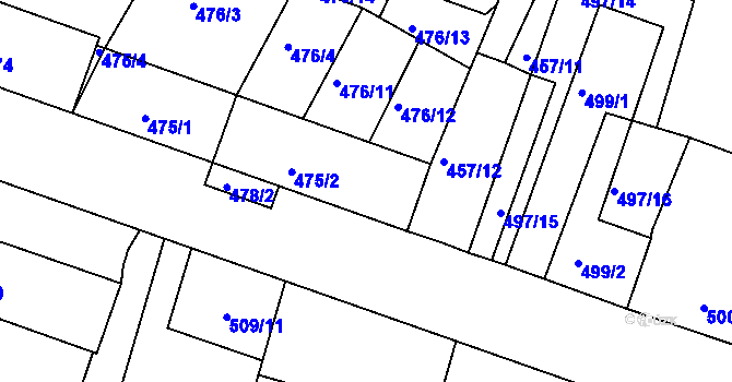 Parcela st. 475/5 v KÚ Lovosice, Katastrální mapa
