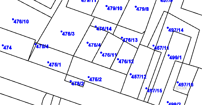 Parcela st. 476/11 v KÚ Lovosice, Katastrální mapa