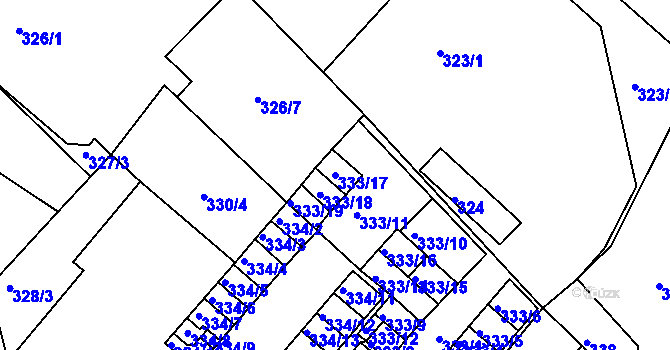 Parcela st. 333/17 v KÚ Lovosice, Katastrální mapa