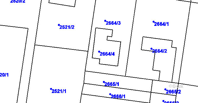 Parcela st. 2664/4 v KÚ Lovosice, Katastrální mapa