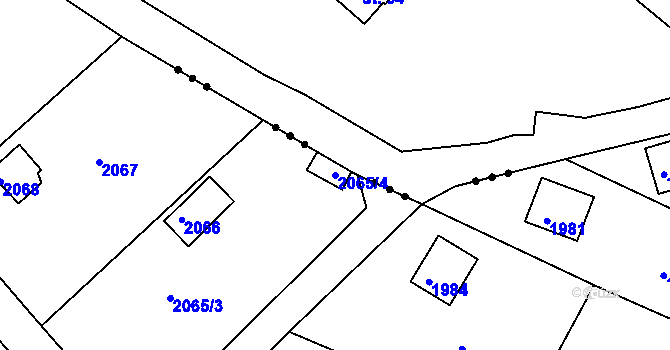 Parcela st. 2065/4 v KÚ Lovosice, Katastrální mapa