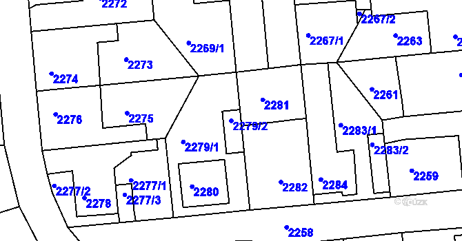 Parcela st. 2279/2 v KÚ Lovosice, Katastrální mapa