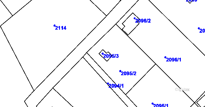 Parcela st. 2095/3 v KÚ Lovosice, Katastrální mapa