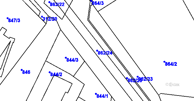 Parcela st. 862/24 v KÚ Lovosice, Katastrální mapa
