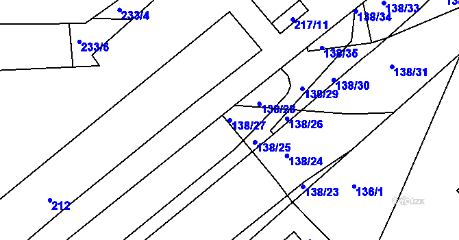 Parcela st. 138/27 v KÚ Lovosice, Katastrální mapa