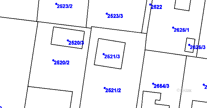 Parcela st. 2521/3 v KÚ Lovosice, Katastrální mapa