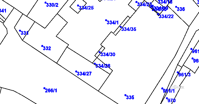 Parcela st. 334/30 v KÚ Lovosice, Katastrální mapa