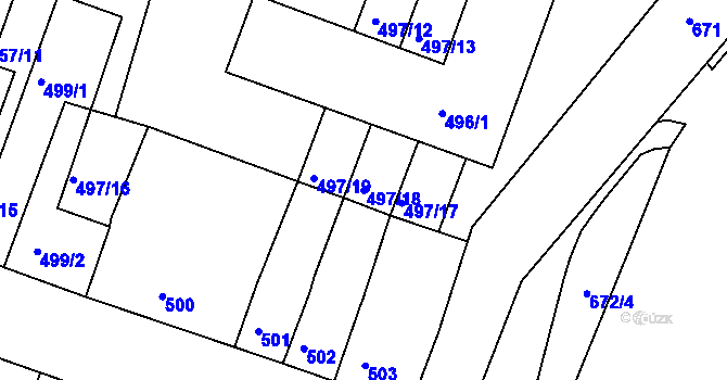 Parcela st. 497/18 v KÚ Lovosice, Katastrální mapa