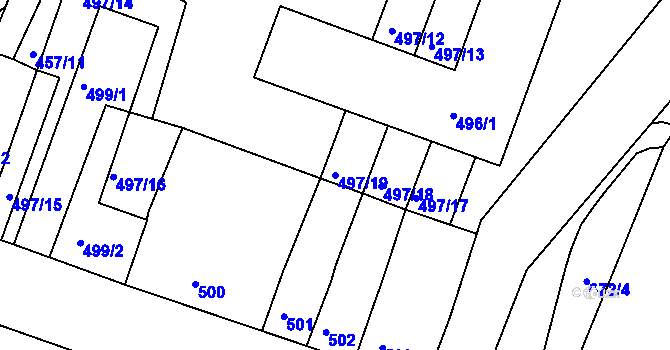Parcela st. 497/19 v KÚ Lovosice, Katastrální mapa
