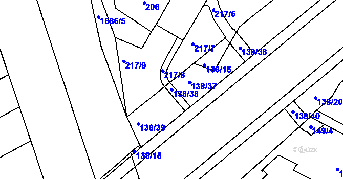 Parcela st. 138/38 v KÚ Lovosice, Katastrální mapa