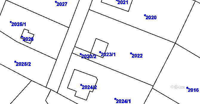 Parcela st. 2023/1 v KÚ Lovosice, Katastrální mapa
