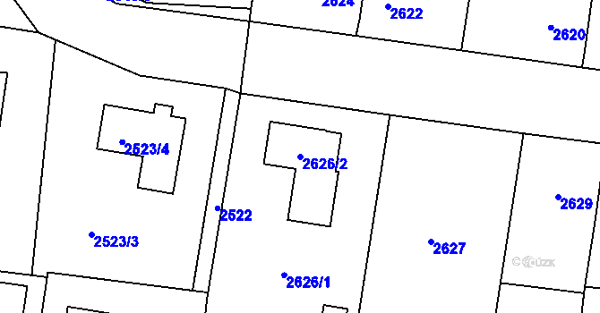 Parcela st. 2626/2 v KÚ Lovosice, Katastrální mapa