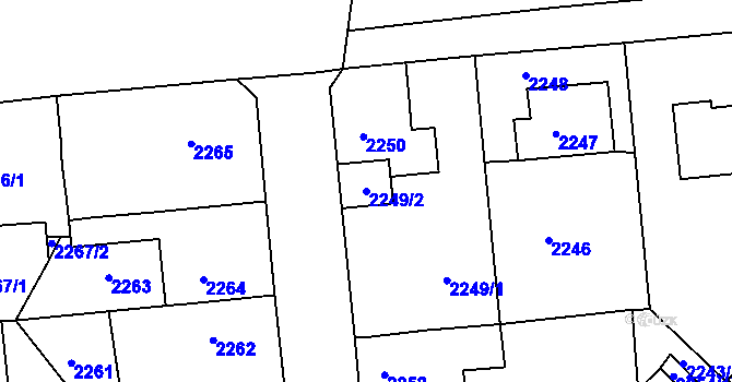 Parcela st. 2249/2 v KÚ Lovosice, Katastrální mapa