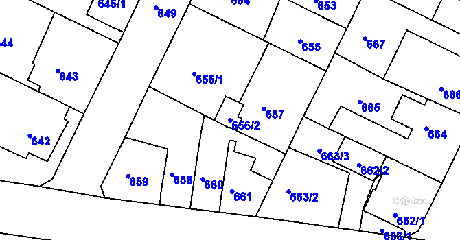 Parcela st. 656/2 v KÚ Lovosice, Katastrální mapa
