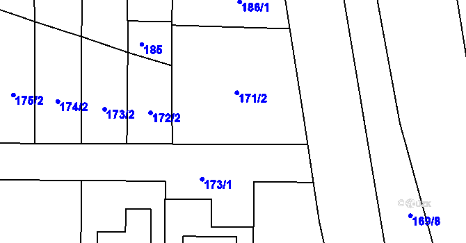Parcela st. 171/2 v KÚ Lovosice, Katastrální mapa