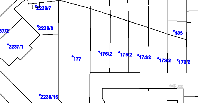 Parcela st. 176/2 v KÚ Lovosice, Katastrální mapa