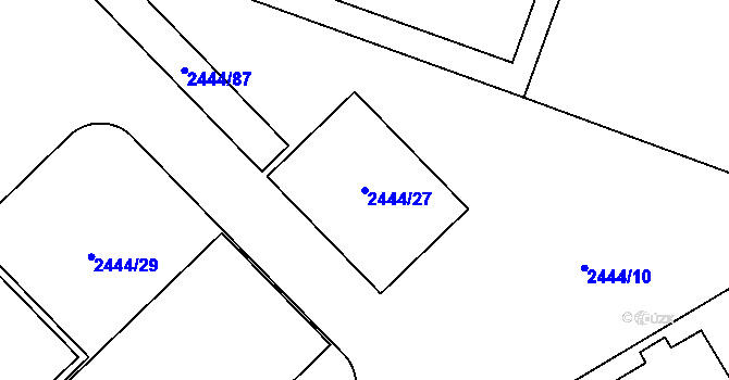 Parcela st. 2444/27 v KÚ Lovosice, Katastrální mapa