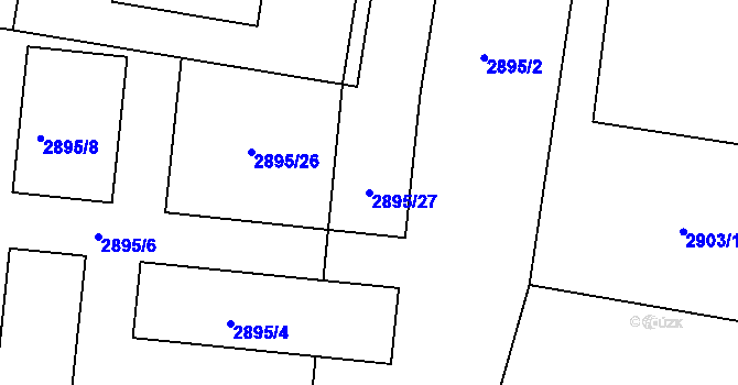 Parcela st. 2895/27 v KÚ Lovosice, Katastrální mapa