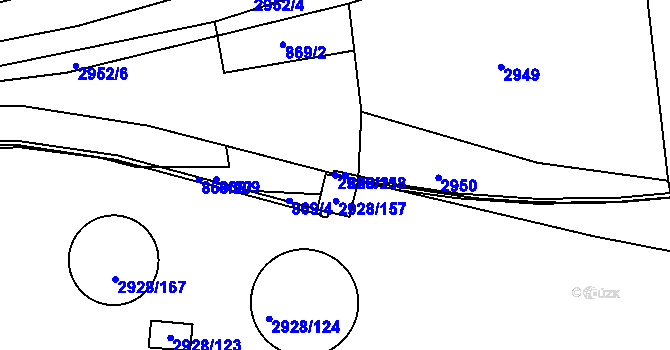 Parcela st. 2928/158 v KÚ Lovosice, Katastrální mapa