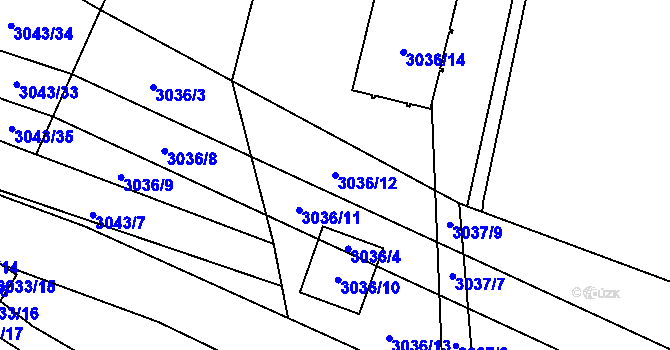 Parcela st. 3036/12 v KÚ Lovosice, Katastrální mapa