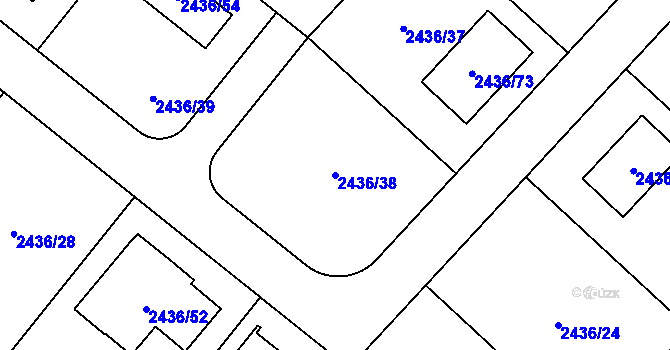 Parcela st. 2436/38 v KÚ Lovosice, Katastrální mapa