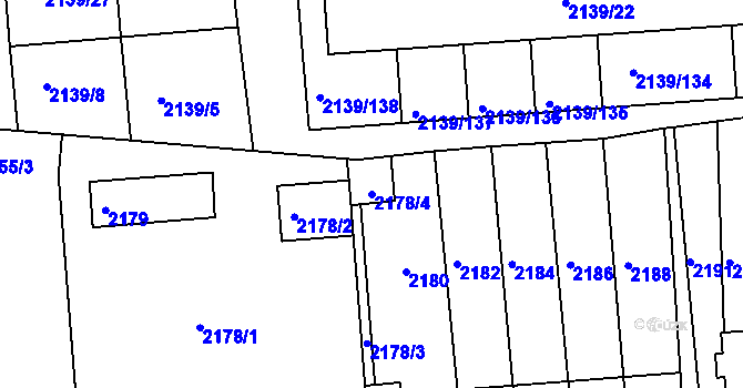 Parcela st. 2178/4 v KÚ Lovosice, Katastrální mapa