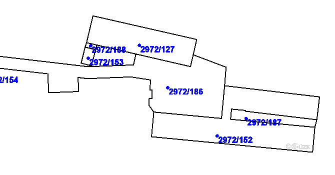 Parcela st. 2972/186 v KÚ Lovosice, Katastrální mapa