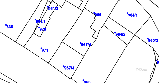 Parcela st. 967/4 v KÚ Lovosice, Katastrální mapa