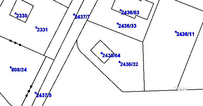 Parcela st. 2436/64 v KÚ Lovosice, Katastrální mapa