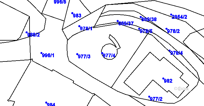Parcela st. 977/4 v KÚ Lovosice, Katastrální mapa
