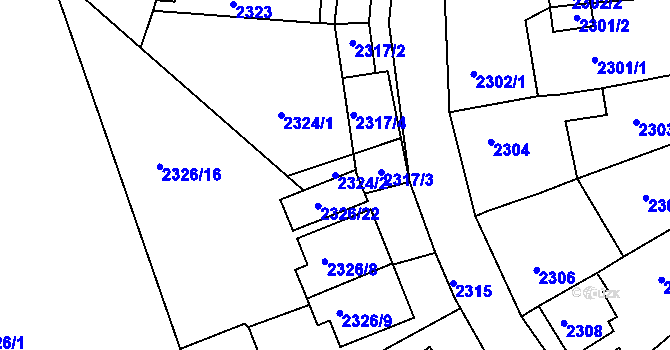 Parcela st. 2324/2 v KÚ Lovosice, Katastrální mapa