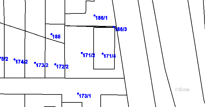 Parcela st. 171/4 v KÚ Lovosice, Katastrální mapa