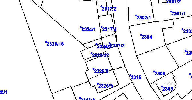 Parcela st. 2324/3 v KÚ Lovosice, Katastrální mapa