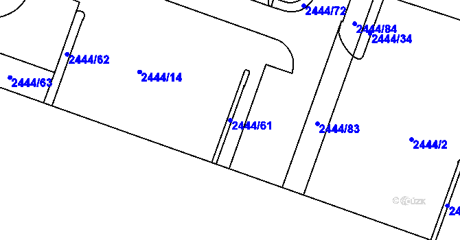 Parcela st. 2444/61 v KÚ Lovosice, Katastrální mapa