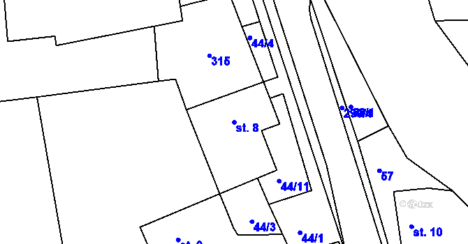 Parcela st. 8 v KÚ Lozice, Katastrální mapa
