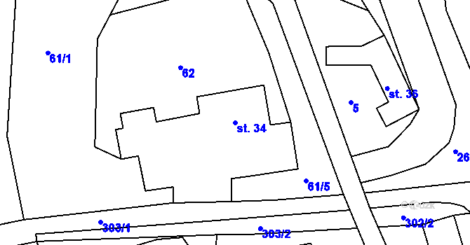 Parcela st. 34 v KÚ Lozice, Katastrální mapa