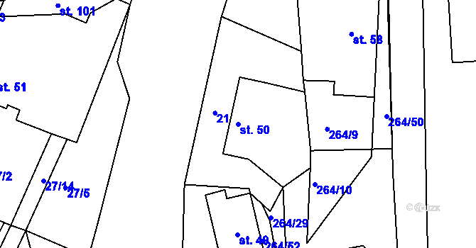 Parcela st. 50 v KÚ Lozice, Katastrální mapa
