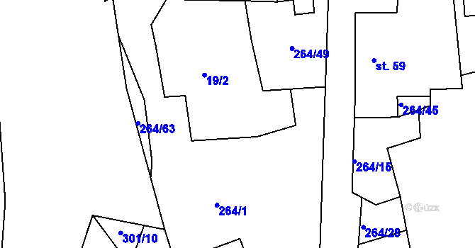 Parcela st. 19/1 v KÚ Lozice, Katastrální mapa