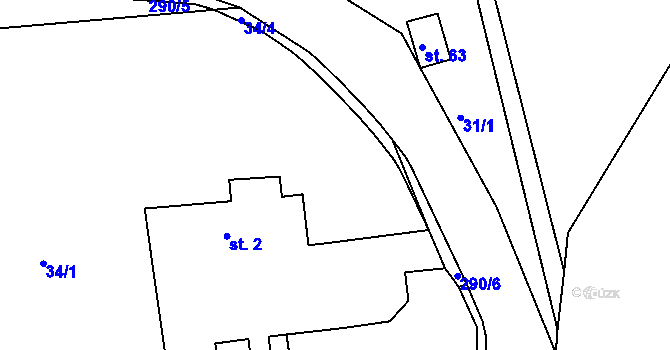 Parcela st. 34/3 v KÚ Lozice, Katastrální mapa