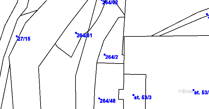 Parcela st. 264/2 v KÚ Lozice, Katastrální mapa
