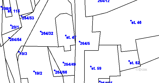 Parcela st. 264/5 v KÚ Lozice, Katastrální mapa