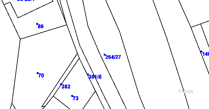 Parcela st. 264/27 v KÚ Lozice, Katastrální mapa