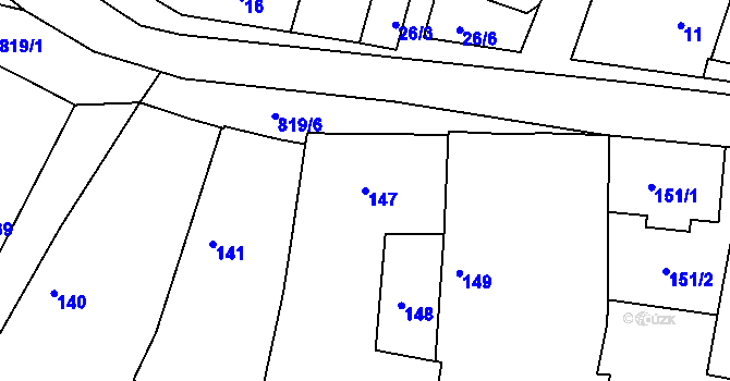 Parcela st. 147 v KÚ Lštění nad Zubřinou, Katastrální mapa