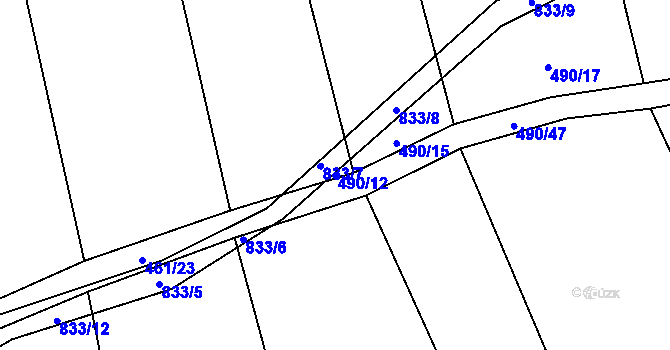Parcela st. 490/12 v KÚ Lštění nad Zubřinou, Katastrální mapa