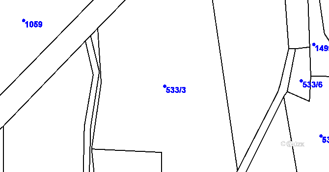 Parcela st. 533/3 v KÚ Lštění nad Zubřinou, Katastrální mapa