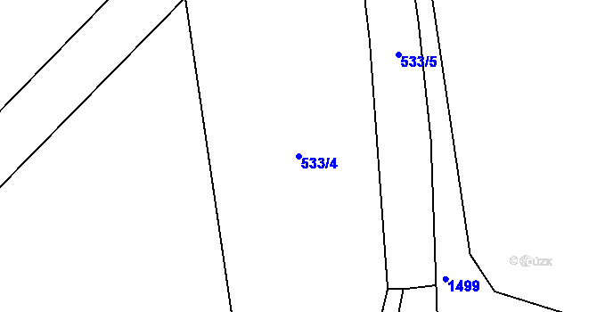 Parcela st. 533/4 v KÚ Lštění nad Zubřinou, Katastrální mapa