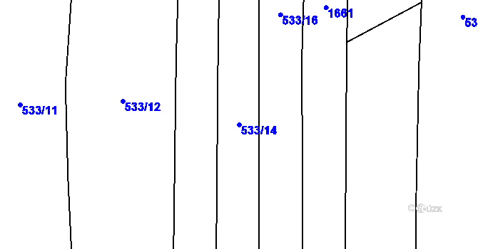 Parcela st. 533/14 v KÚ Lštění nad Zubřinou, Katastrální mapa